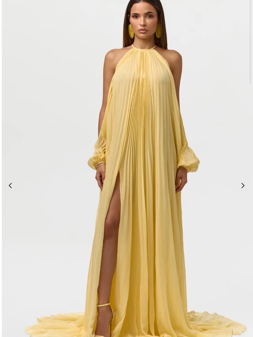 Naked Wardrobe Yellow Pleated Maxi Dress